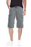 X-ray Men's Big And Tall Belted Capri Cargo Shorts In Slate Gray