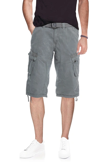 X-ray Men's Big And Tall Belted Capri Cargo Shorts In Slate Gray