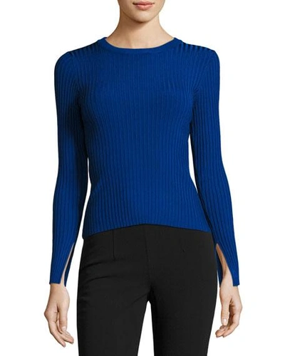Catherine Malandrino Wide-ribbed Pullover Sweater, Cobalt