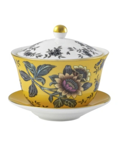 Wedgwood Wonderlust Yellow Tonquin Lidded Bowl And Saucer (10cm) In Multi