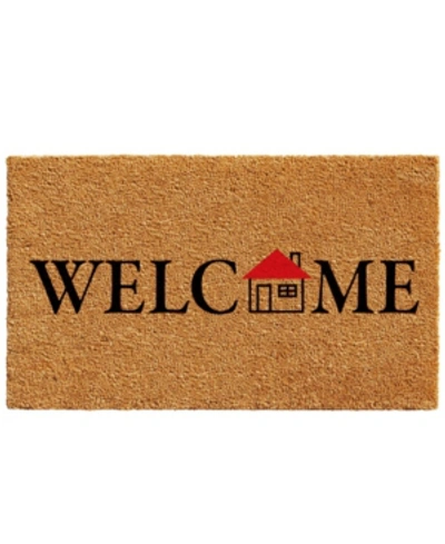 Home & More Little House Welcome Coir/vinyl Doormat Bedding In Natural/black/red