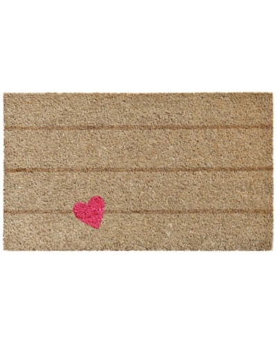 Home & More Pink Heart 17" X 29" Coir/vinyl Doormat Bedding In Brown/pink