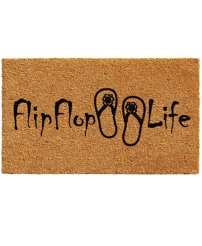 Home & More Flip Flop Life 17" X 29" Coir/vinyl Doormat Bedding In Natural/black