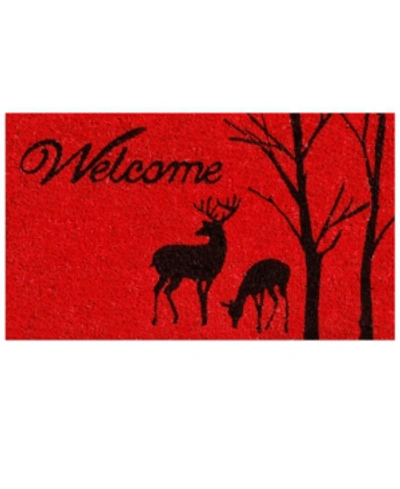 Home & More Winter Welcome 17" X 29" Coir/vinyl Doormat Bedding In Red/black