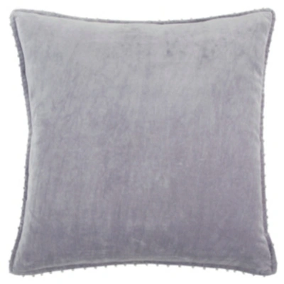 Rizzy Home Faux Pearl Trim Solid Polyester Filled Decorative Pillow, 22" X 22" In Light Gray