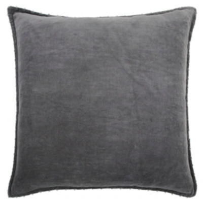 Rizzy Home Faux Pearl Trim Solid Polyester Filled Decorative Pillow, 22" X 22" In Gray