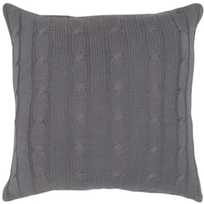 Rizzy Home Cable Knit Polyester Filled Decorative Pillow, 18" X 18" In Gray