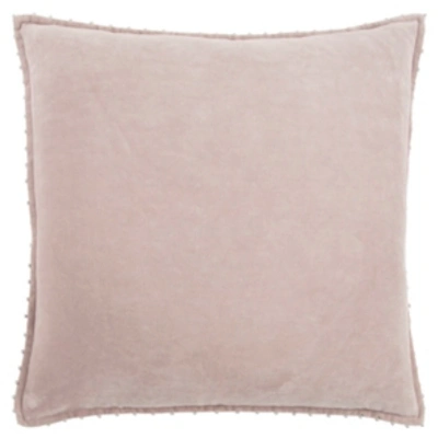 Rizzy Home Faux Pearl Trim Solid Polyester Filled Decorative Pillow, 22" X 22" In Pink