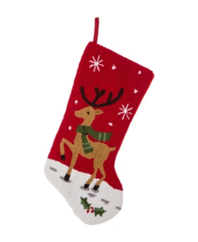 Glitzhome 19" H Hooked Reindeer Stocking In Multi