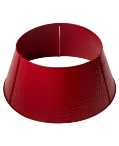 Glitzhome Red Hammered Metal Tree Collar