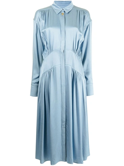 Rejina Pyo Gathered-detail Shirt Dress In Blue