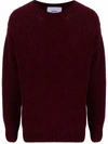 Bonsai Bordeaux Cotton Crew Neck Sweater In Red
