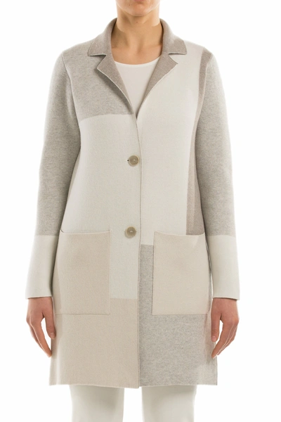 Le Tricot Perugia Lapels Jacket In Grey White And Beige