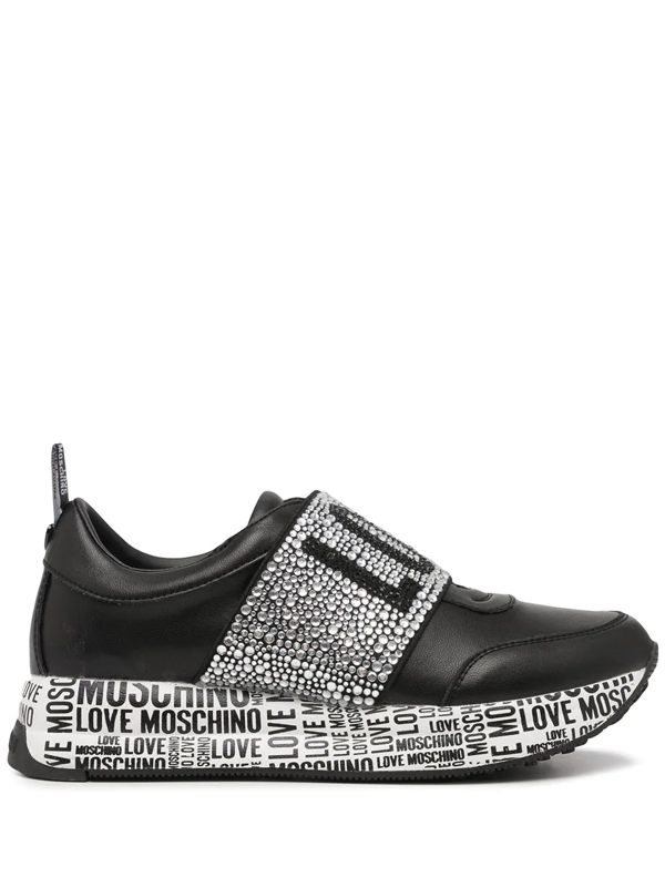 love moschino crystal strap trainers