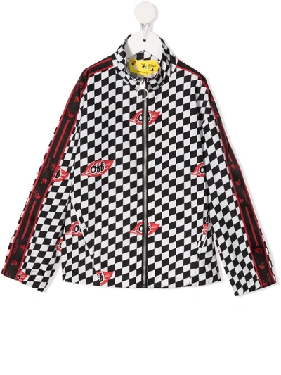 Off-white Kids' Check-print Track Jacket In Black