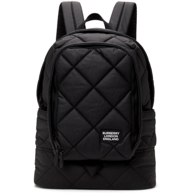 Burberry Large Diamond Quilted Cotton Backpack In Black