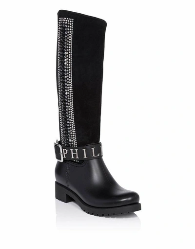 Philipp Plein Gummy Flat High Boots "edera"