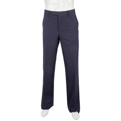 Burberry Mens English Pinstripe Wool Wide-leg Trousers, Brand Size 46 (waist Size 31.1'') In Blue,white