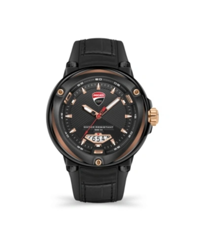 Ducati Corse Men's Partenza Black Silicone Strap Watch 49mm In Black And Rose Gold