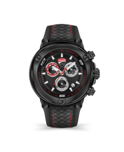 Ducati Corse Men's Partenza Chronograph Black Silicone Strap Watch 49mm In Black And Red