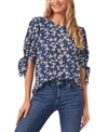 Cece Short Sleeve Print Blouse In Bludaisydots