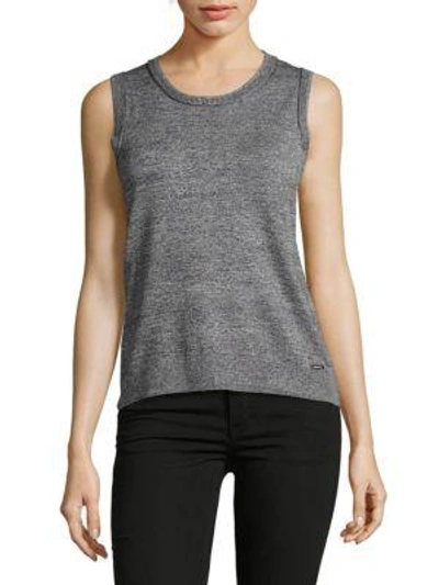 Calvin Klein Heathered Knit Top In Grey
