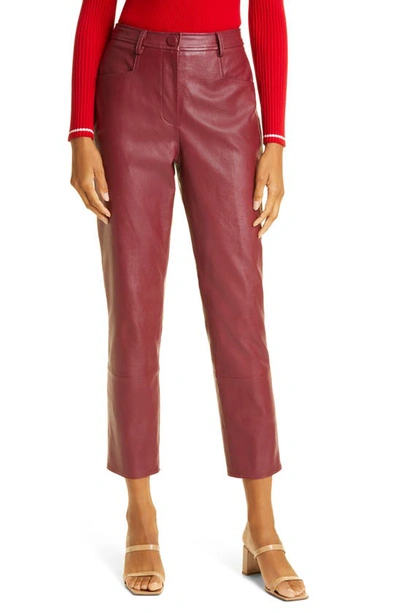 Milly Rue High Waist Faux Leather Pants In Wine
