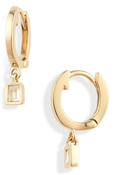 Dana Rebecca Designs Sadie Pearl Diamond Drop Huggie Hoop Earrings In Yellow Gold