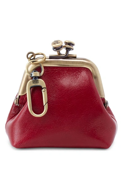 Hobo Run Clip Frame Leather Pouch In Cardinal