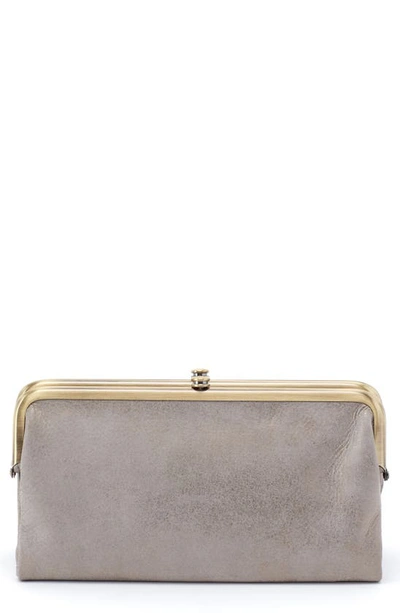 Hobo 'lauren' Leather Double Frame Clutch In Granite Gold