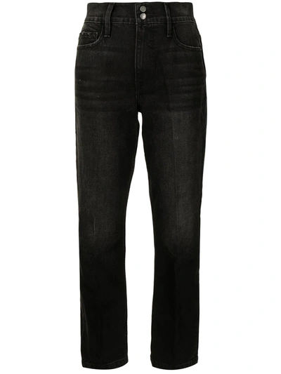 Frame High-rise Straight Leg Jeans In Schwarz