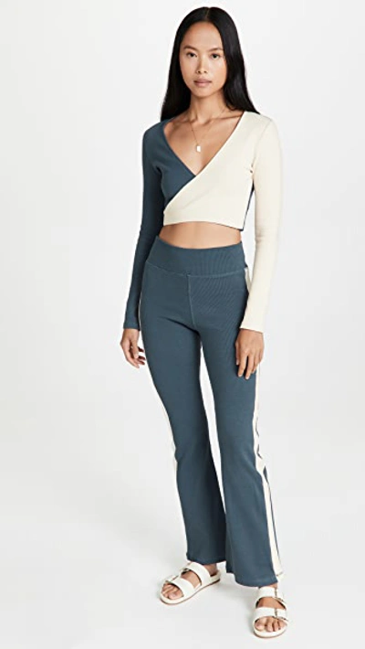 The Upside Luna Kyra Two-tone Crop Top In Blue