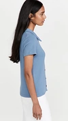 Madewell Rib Polo Button-front Tee In Distant Ocean