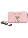 Moschino Teddy Bear Zip Around Wallet In Pink
