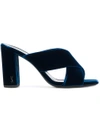 Saint Laurent Loulou 95 Slide Sandals In Blue