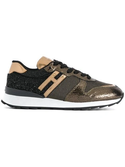 Hogan Glitter Panel Sneakers In Green
