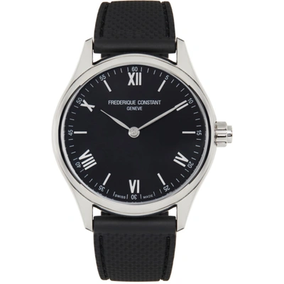 Frederique Constant Black Smartwatch Gents Vitality Watch In Silver/blac