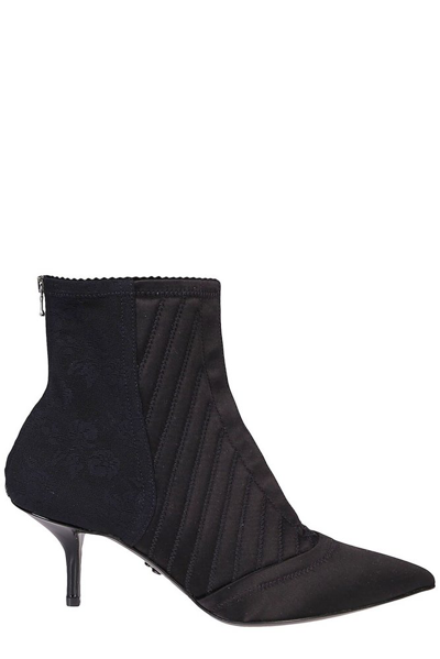 Dolce & Gabbana Pointed Toe Ankle Boots In Black