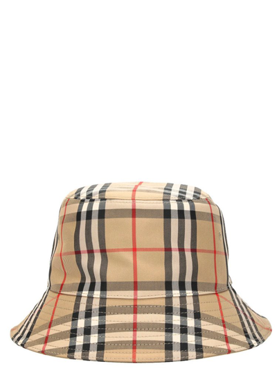 Burberry Reversible Icon Stripe Cotton Bucket Hat In Beige