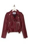 Walter Baker Liz Leather Crop Moto Jacket In Brown