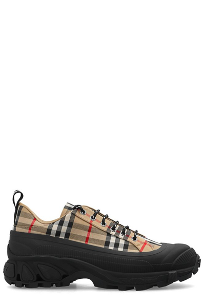 Burberry Arthur Vintage Check Trainers In Beige
