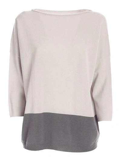 Le Tricot Perugia Color Block Sweater In Grey