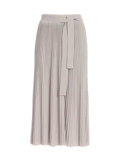 Le Tricot Perugia Knitted Pleated Skirt In Grey