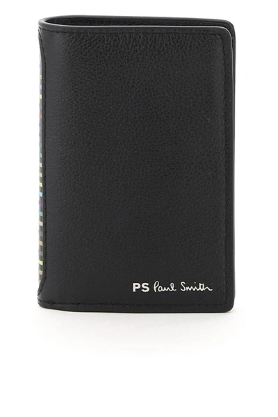 Ps By Paul Smith Ps Paul Smith Logo Printed Stripe Detailed Wallet In Black