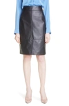 Hugo Boss Pencil Skirt In Leather With Feature Seaming In Black