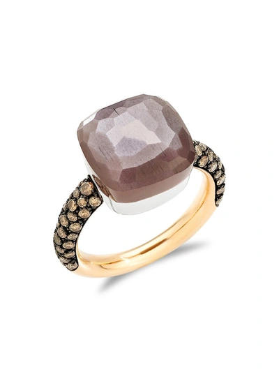 Pomellato Women's Nudo Maxi Two-tone 18k Gold, Moonstone & Diamond Ring In Rose Gold