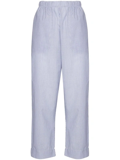 Leset Eve Stripe-pattern Cropped Trousers In Blue