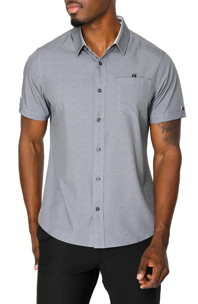 7 Diamonds Painted Memory Short Sleeve Performance Button-up Shirt In Slate