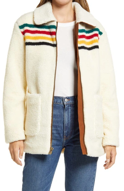 Pendleton Glacier Sunset Fleece Zip-up Jacket In Glacier Ivory