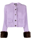 Blumarine Button-fastening Cropped Cardigan In 紫色